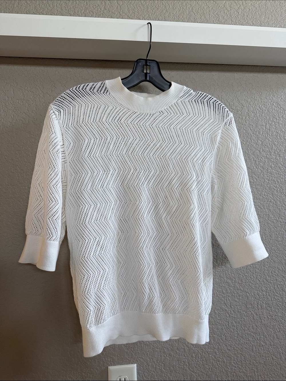 Proenza Schouler White Label White Open-Knit Crewneck Sweater Sz S